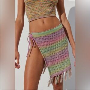 🆕 UO Out From Under Crochet Sarong Purple Rainbow Boho Swim Cover-Up